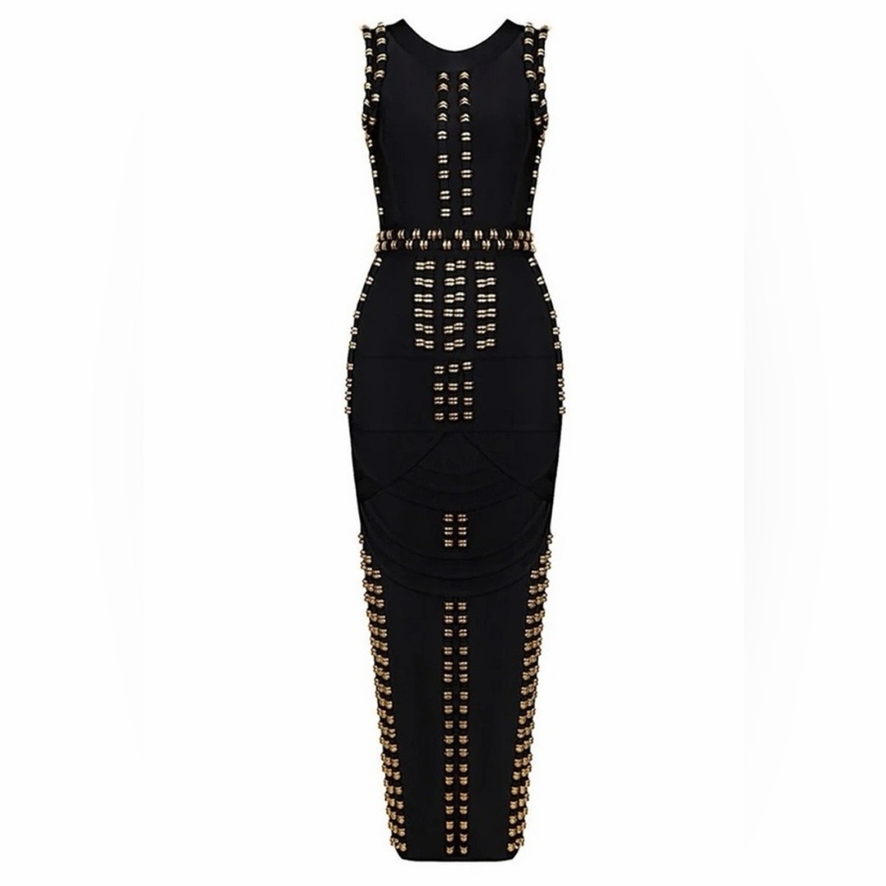Elegant Black Studded Dress